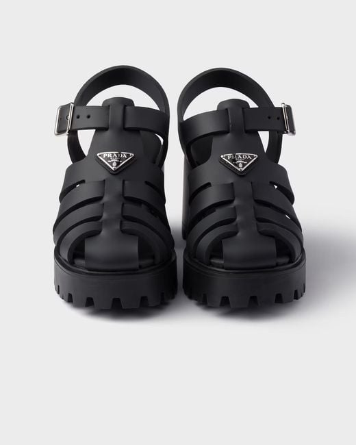 Prada Black Rubber Platform Sandals