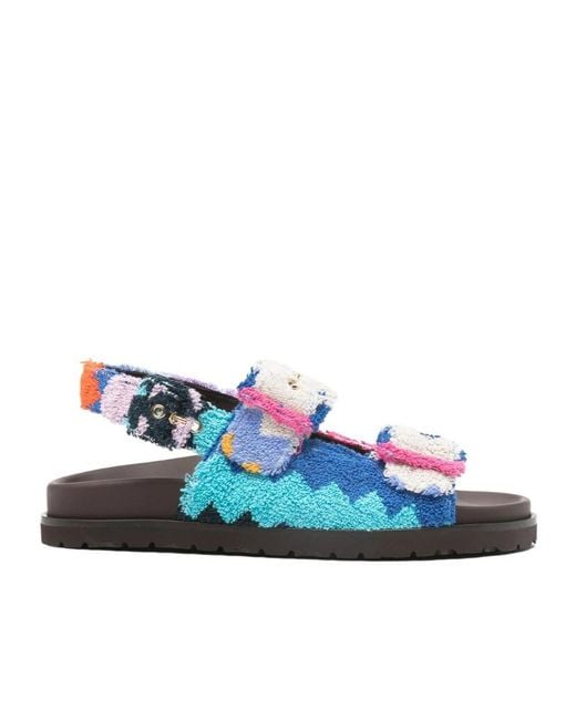 Missoni Blue Mia Zig-Zag Double Strap Sandals