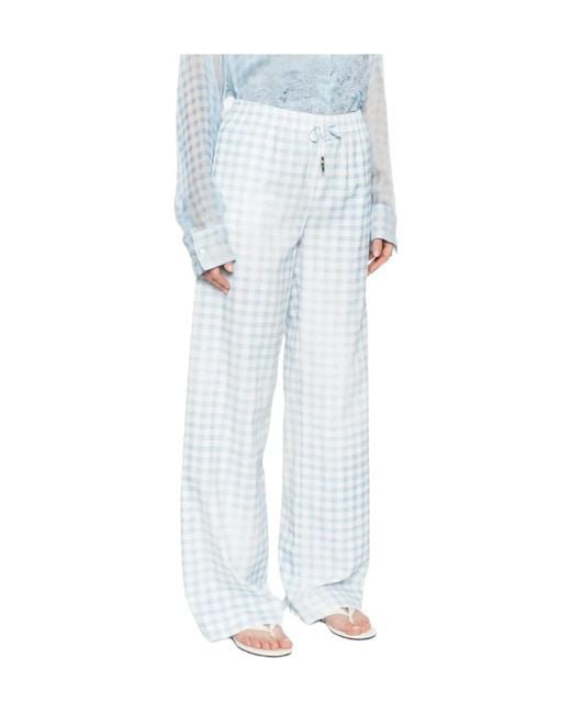 Ermanno Scervino White Gingham-Pattern Drawstring Trousers