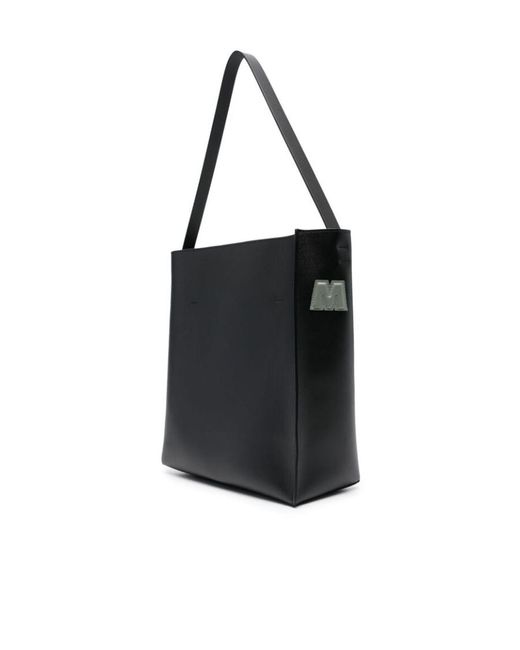 Marni Black Museo Logo Patch Small Hobo Bag