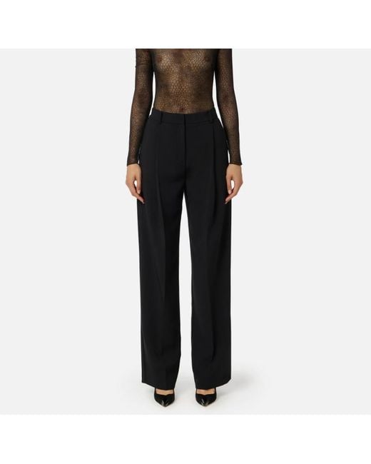 Elisabetta Franchi Black Lightweight Crêpe Trousers