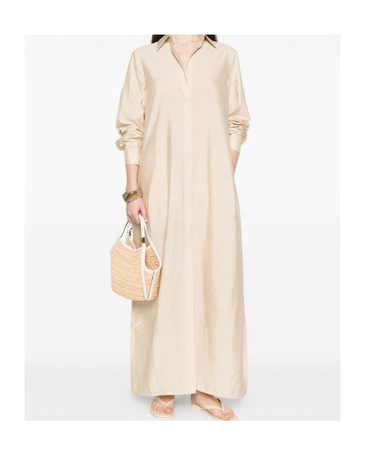 Totême  Natural Totême Long-Sleeved Slit-Detailed Maxi Dress