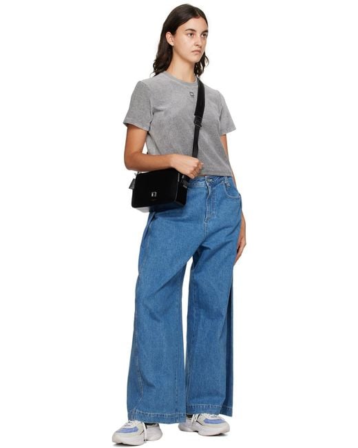Wooyoungmi Blue Embossed Patch Denim Trousers