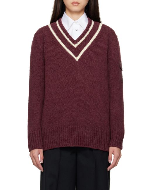 Moncler Red V-Neck Knitted Jumper