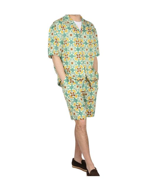 Drole de Monsieur Green Elastic Waistband Shorts for men