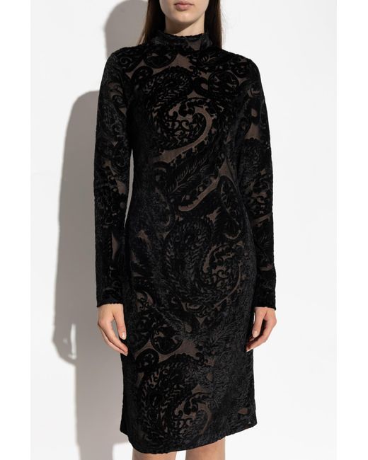Etro Black Mock Neck Long-Sleeved Dress