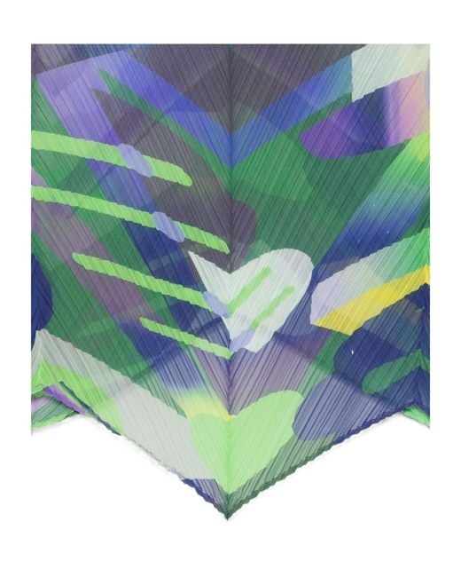 Pleats Please Issey Miyake Blue Pleats Please Abstract-Print Scarf