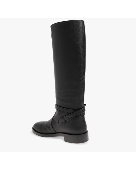 Gianvito Rossi Black Buckle-Strap Knee-High Boots