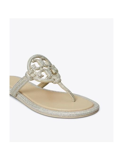 Tory Burch Metallic Miller Pavé Embellished Thong Slippers