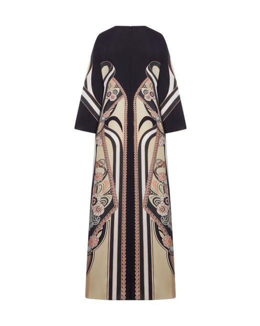 LaDoubleJ Multicolor Long Silk Dress With Ornamental Print