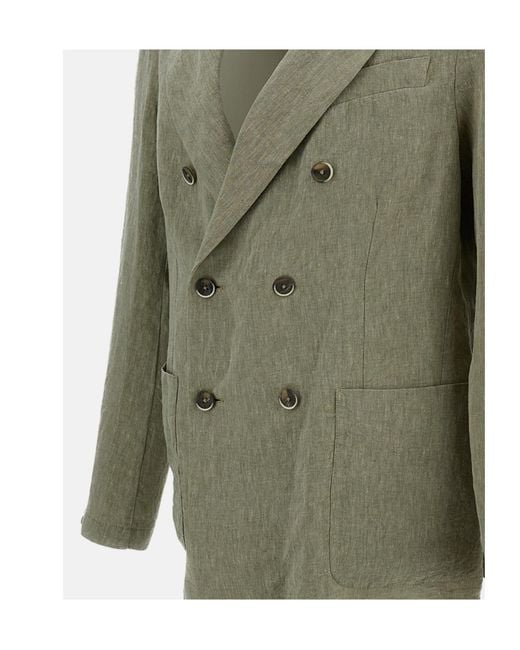Barena Green Double Breasted Long Sleeved Jacket for men