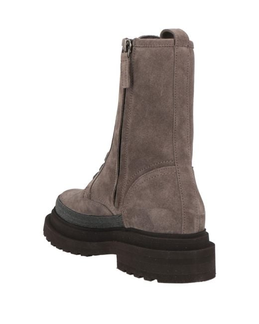 Brunello Cucinelli Brown Suede Lace-Up Ankle Boots
