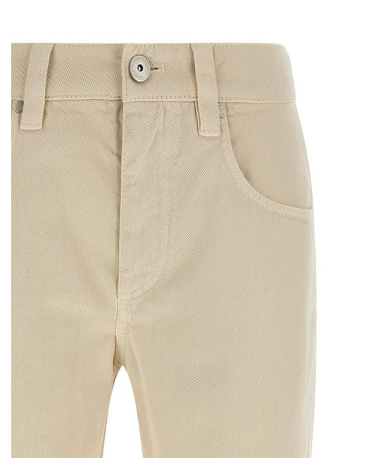 Brunello Cucinelli Natural Logo Patch Straight Leg Jeans