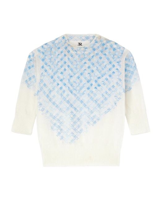 Ermanno Scervino Blue Check Print Knitted Sweater