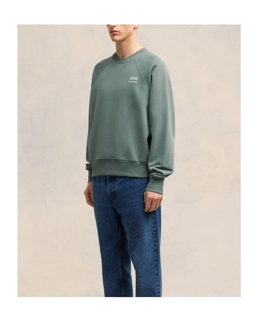 AMI Green Logo Printed Crewneck Sweatshirt for men