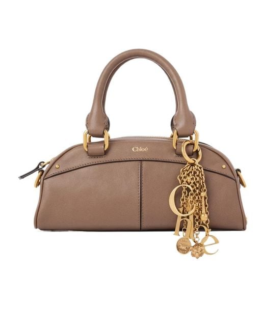 Chloé Brown Chloé Small Bowling Top Handle Bag