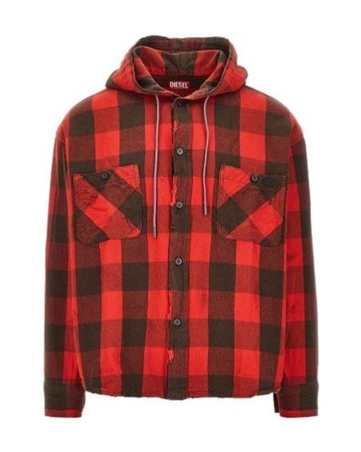 DIESEL Red Plaid Shirt for men