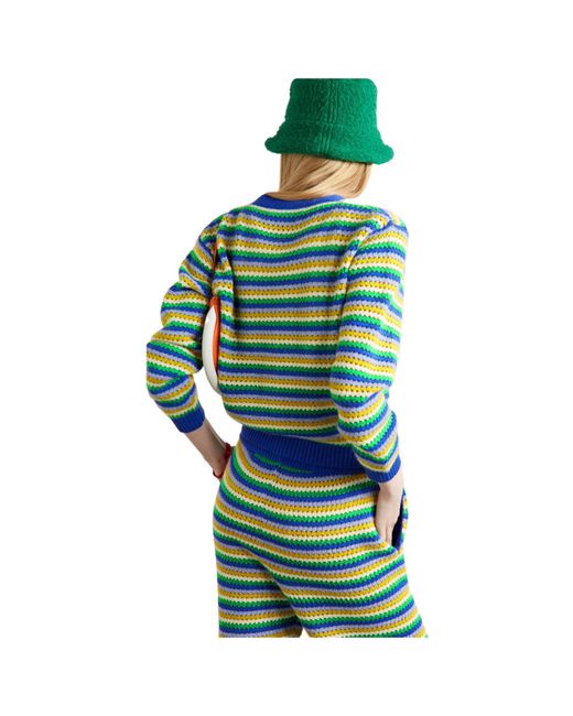 The Elder Statesman Blue Hollow-Knit Cardigan