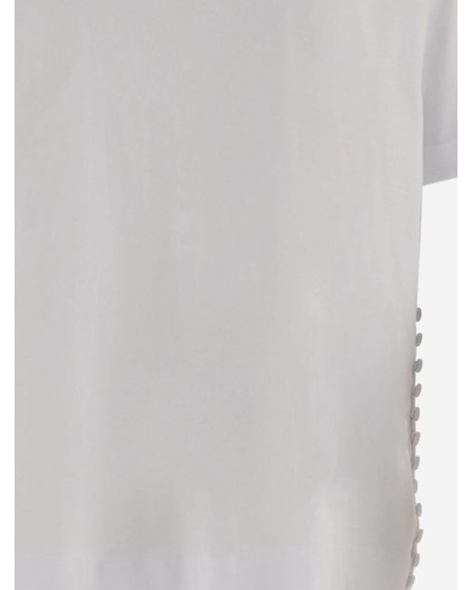 Dries Van Noten White Cotton T-Shirt With Decorative Buttons