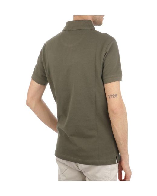 Barbour Green Lapel Short-Sleeved Polo Shirt for men