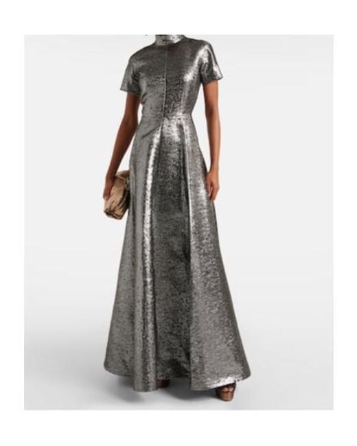 Emilia Wickstead Gray Malinda Jacquard Gown