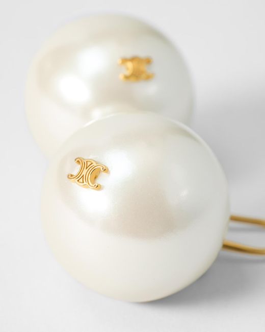 Céline White Les Perles Xl Earrings