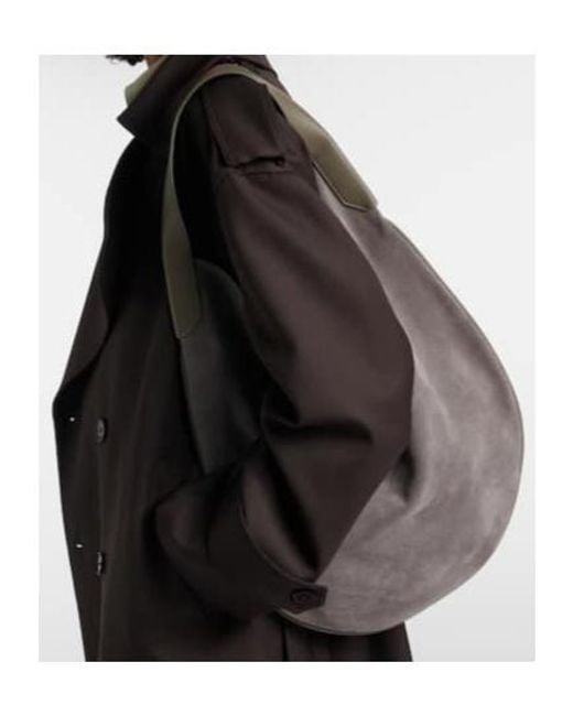 Victoria Beckham Gray Soft Plié Suede Shoulder Bag