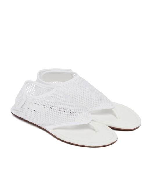 Alaïa White Alaïa Fishnet Thong Sandals