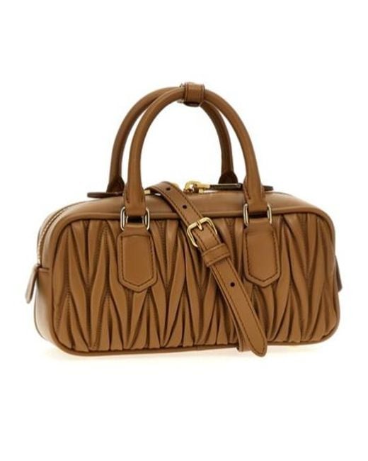 Miu Miu Brown Arcadie Matelassé Nappa Leather Bag