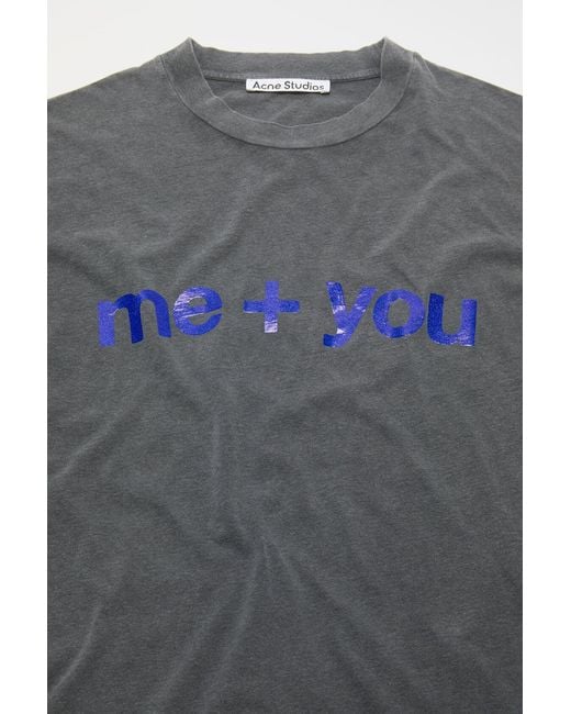 Acne Gray Glitter Graphic T-Shirt for men
