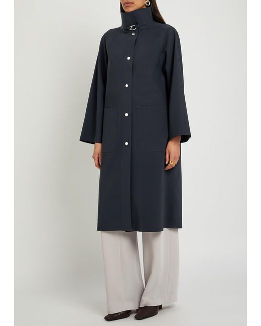 Herno Blue High-Neck Stretch-Polyamide Coat