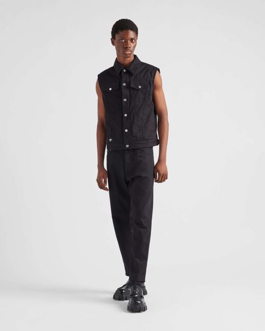 Prada Black Sleeveless Denim Jacket for men