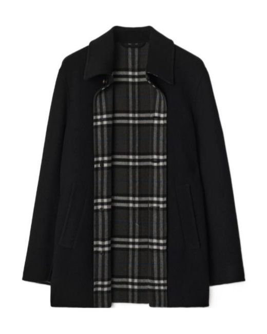 Burberry Black Short Wool Car Coat for men