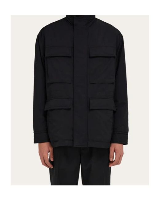 Ferragamo Black Ferragamo Long-Sleeved Padded Jacket for men