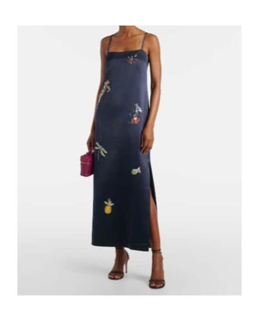 ALÉMAIS Blue Spaghetti Strap Midi Dress