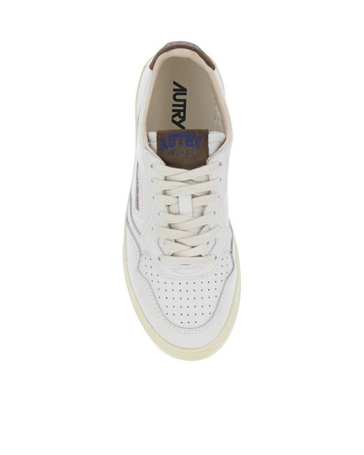 Autry White Medalist Logo Patch Lace-Up Sneakers