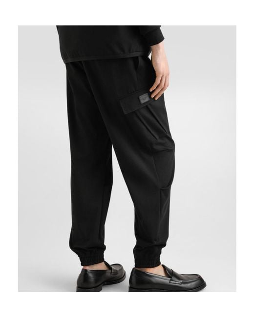 Dolce & Gabbana Black Logo Tag Cargo Trousers for men