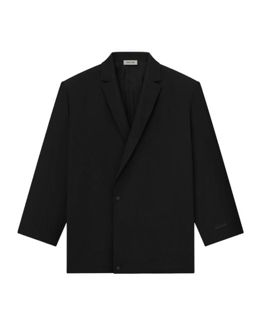 Fear Of God Black Wool Ripstop Relaxed Long Jacket for men