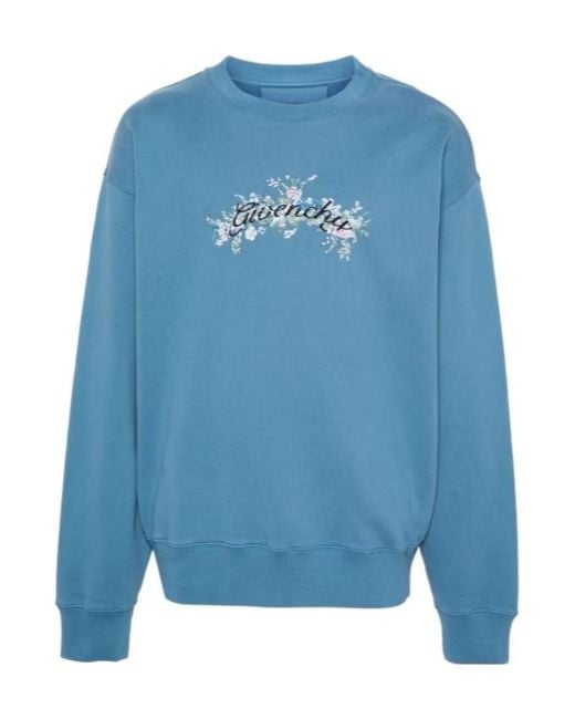 Givenchy Blue Logo-Embroidered Sweatshirt for men