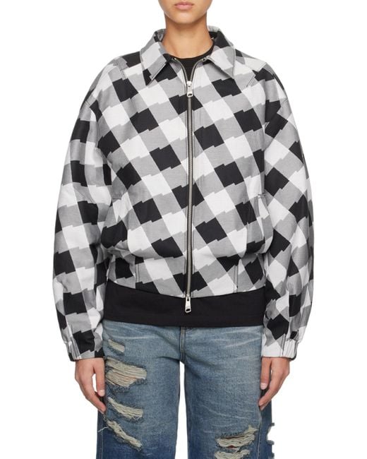 Adererror Gray Check Zipper Casual Jacket for men