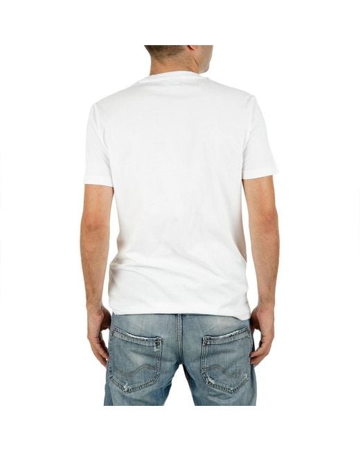 EA7 White Logo Round-Necked T-Shirt for men