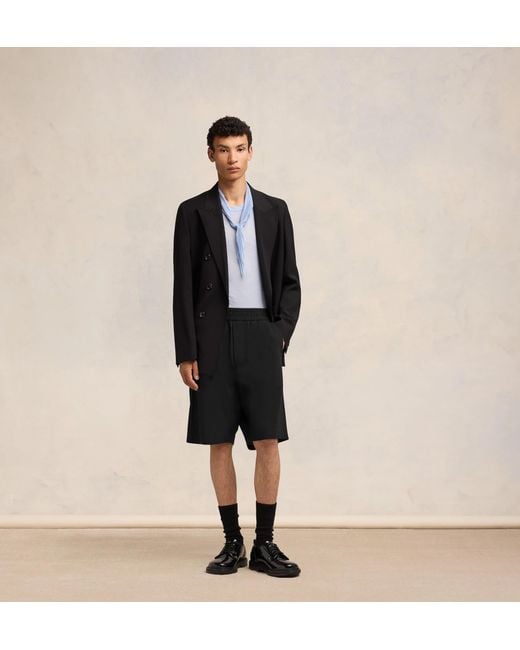 AMI Black Logo Plaque Bermuda Shorts for men