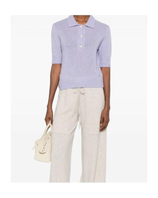 Lisa Yang Purple Short-Sleeved Knitted Polo Shirt