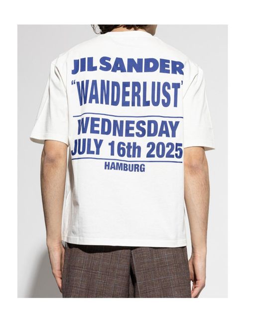 Jil Sander White Wanderlust Project Image Printed Crew-Neck T-Shirt for men