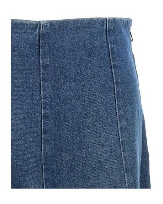 Khaite Blue The Lennox Low-Rise Denim Skirt