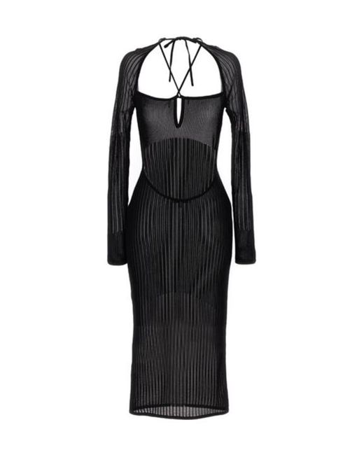 Nensi Dojaka Black Ribbed Maxi Dress