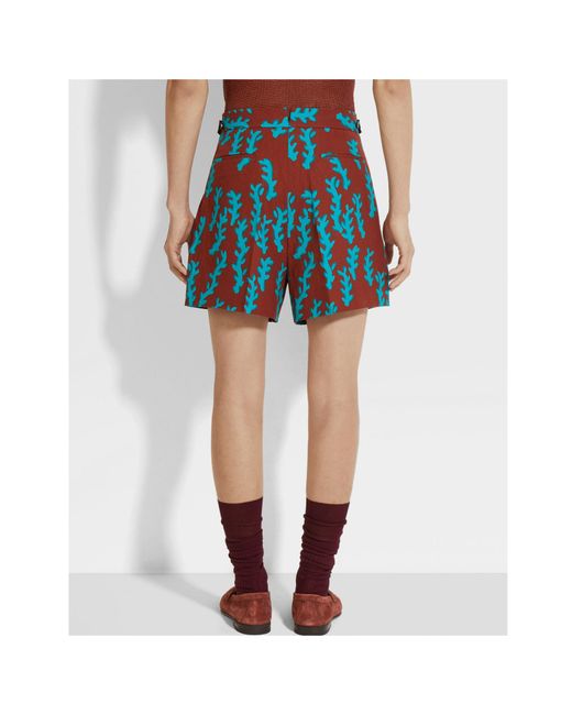 Zegna Blue Brick And Bright Oasi Lino Shorts for men