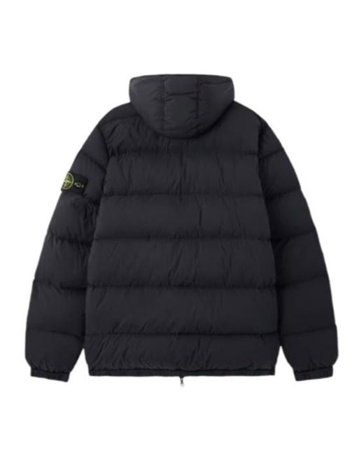 Stone Island Blue Logo Patch Hooded Jacket for men