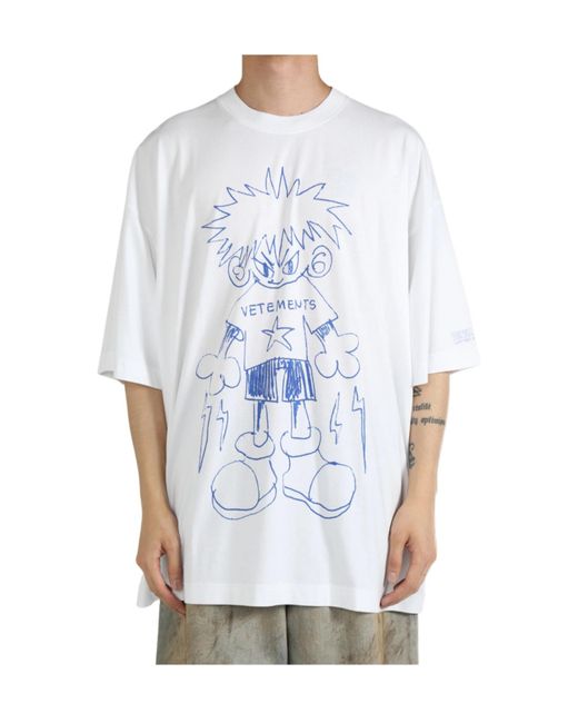 Vetements White Graphic Printed Crewneck T-Shirt for men