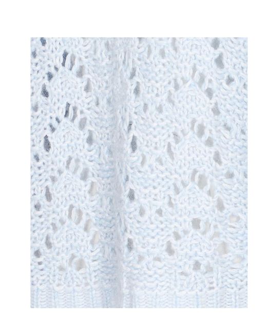 Fabiana Filippi Blue Openwork Crew Neck Knitted Sweater